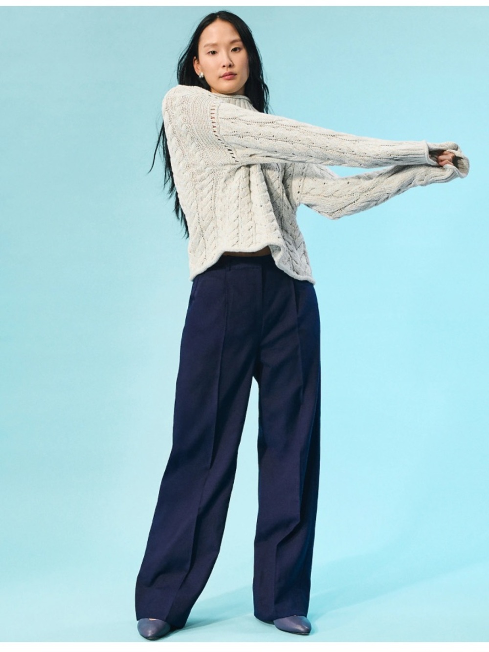 J. Crew Petite Essential wide-leg pant in Gramercy linen blend - Dark Ink
